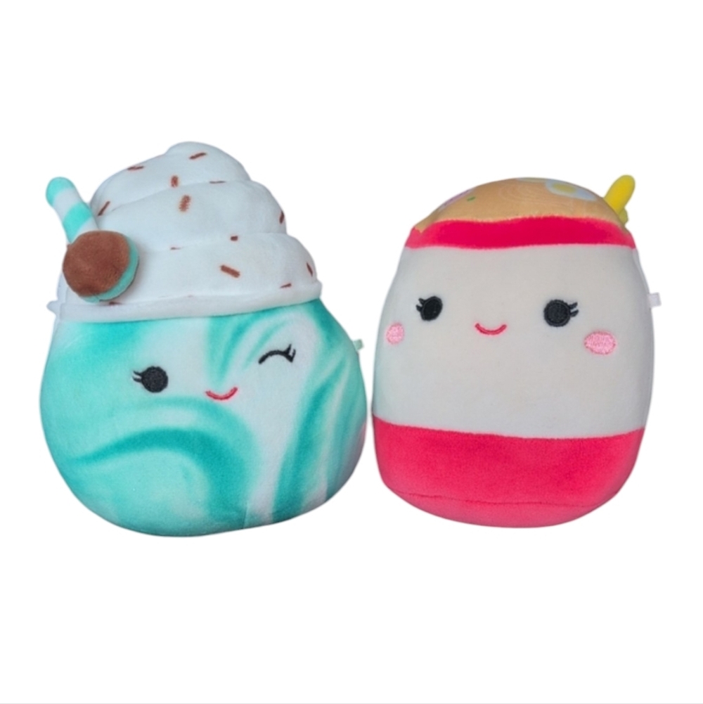 Squishmallow Foodie Bundle - Maya Mint Ice Cream & Odile Ramen Bowl